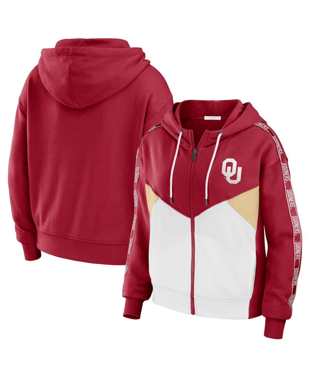 Womens WEAR by Erin Andrews Crimson Oklahoma Sooners Colorblock Full-Zip Hoodie Jacket Product Image