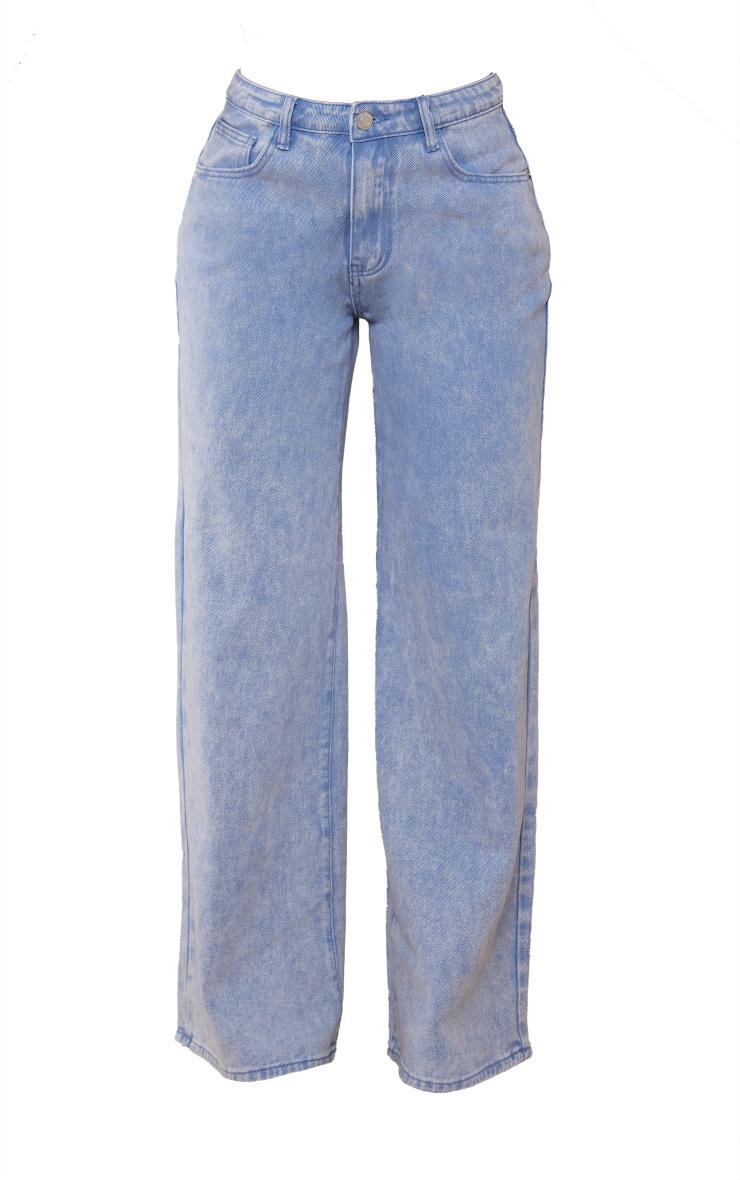 Washed Blue Wide Leg Low Rise Jeans Product Image