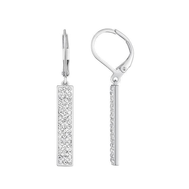 Chrystina Crystal Pave Bar Dangle Earrings, Womens, Silver Tone Product Image