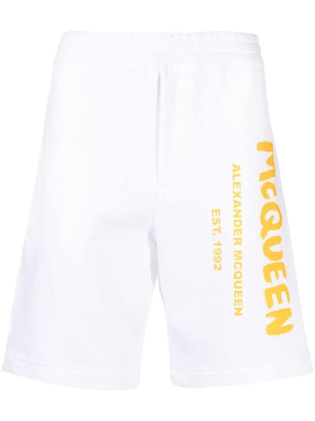 Logo-print Cotton Shorts In Weiss Product Image