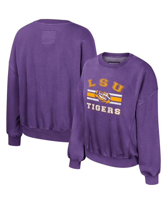 Womens Colosseum Purple Lsu Tigers Audrey Washed Pullover Sweatshirt Product Image