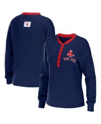 Womens WEAR by Erin Andrews Chicago Bears Waffle Henley Long Sleeve T-Shirt Blue Product Image