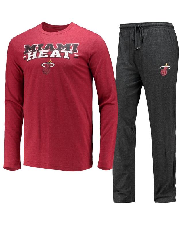 Mens Concepts Sport Black Miami Heat Long Sleeve T-shirt and Pants Sleep Set - Black Product Image