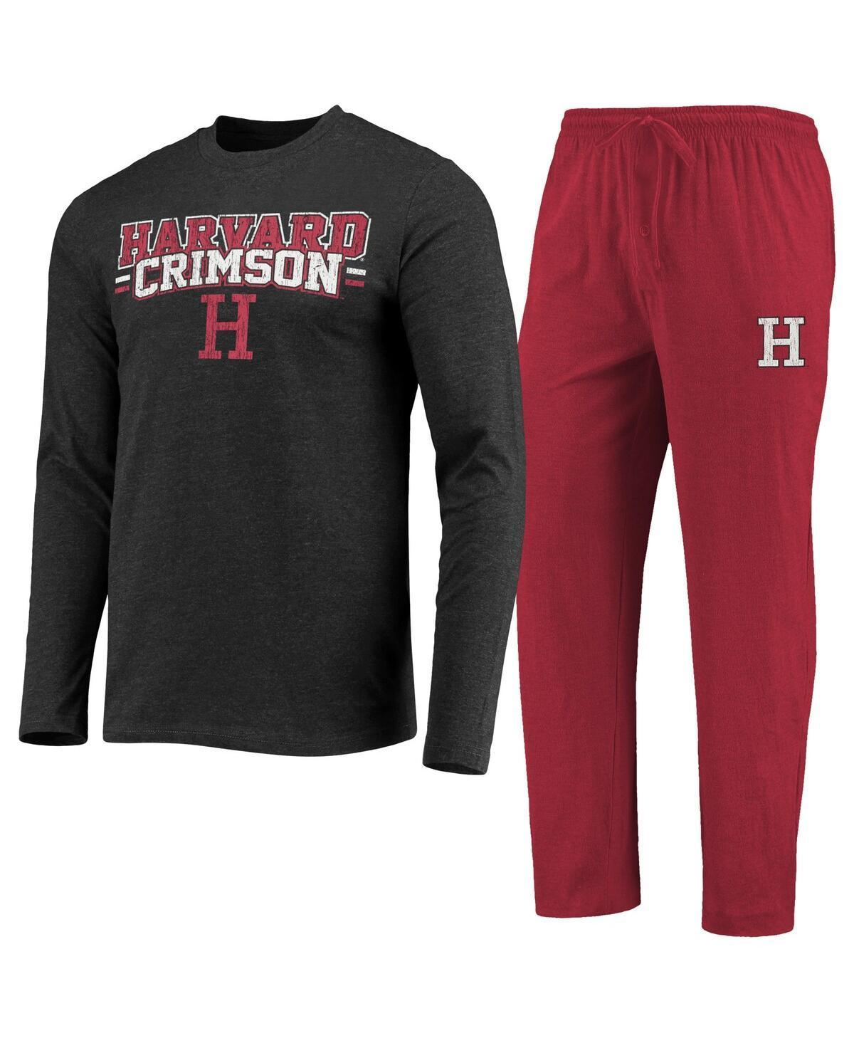 Mens Concepts Sport Crimson/Heathered Charcoal Harvard Crimson Meter Long Sleeve T-Shirt & Pants Sleep Set Product Image