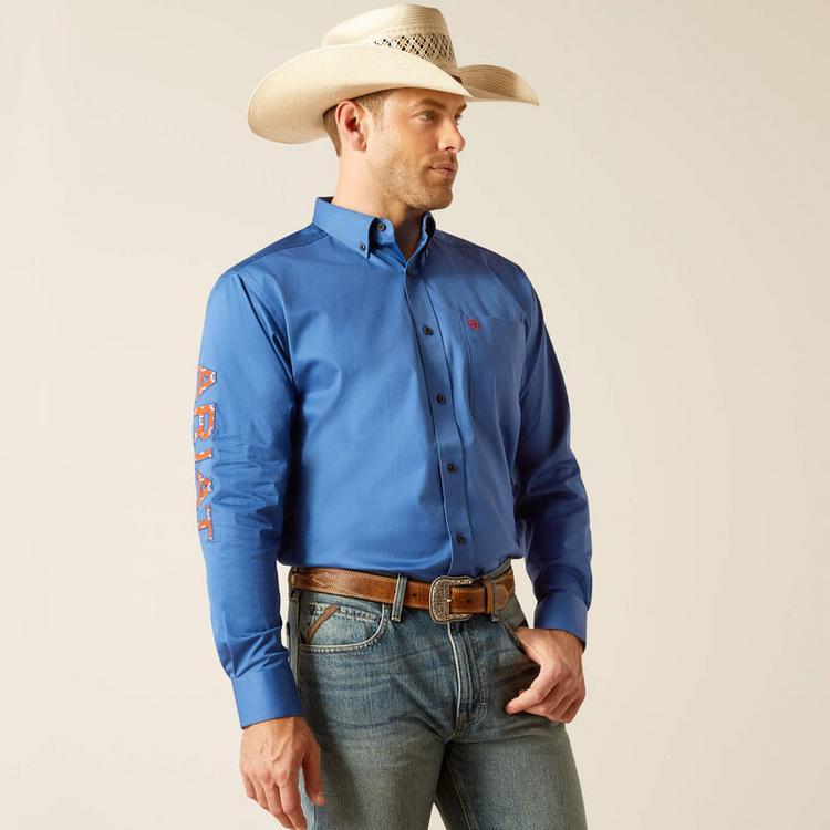 Ariat® Men's L/S Bright Cobalt Team Logo Twill Classic Fit Button Shirt Product Image