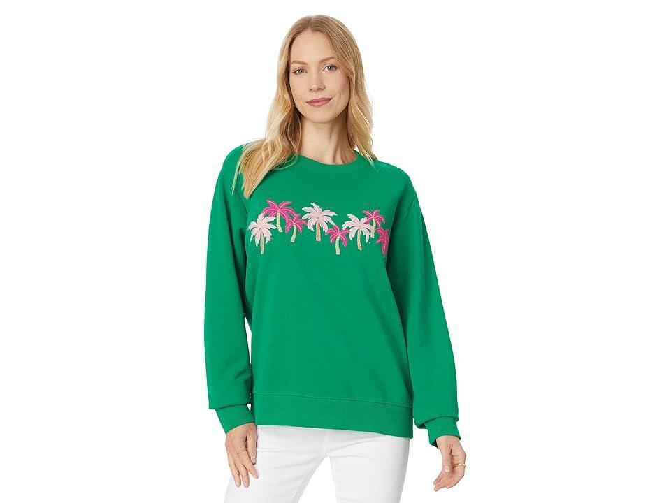 Lilly Pulitzer Ballad Long Sleeve Sweatshirt (Fiddle Leaf Palm Trees) Women's Sweater Product Image