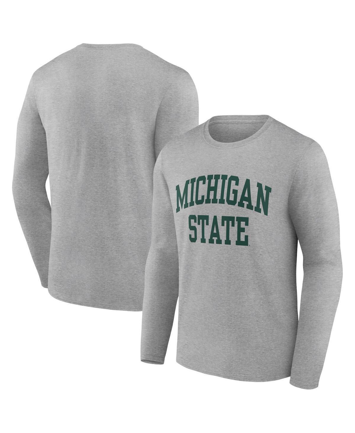 Mens Fanatics Heather Gray Michigan State Spartans Basic Arch Long Sleeve T-shirt Product Image