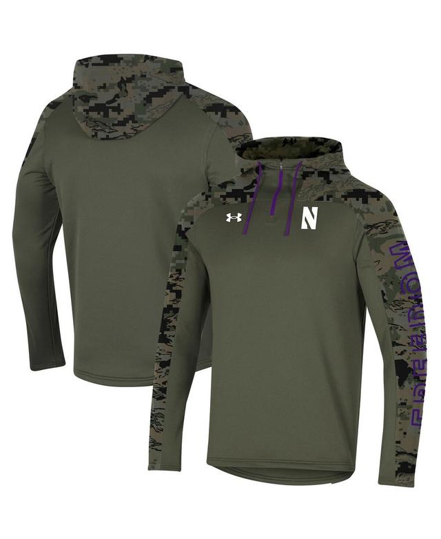 Mens Under Armour Olive Northwestern Wildcats Freedom Quarter-Zip Pullover Hoodie Product Image