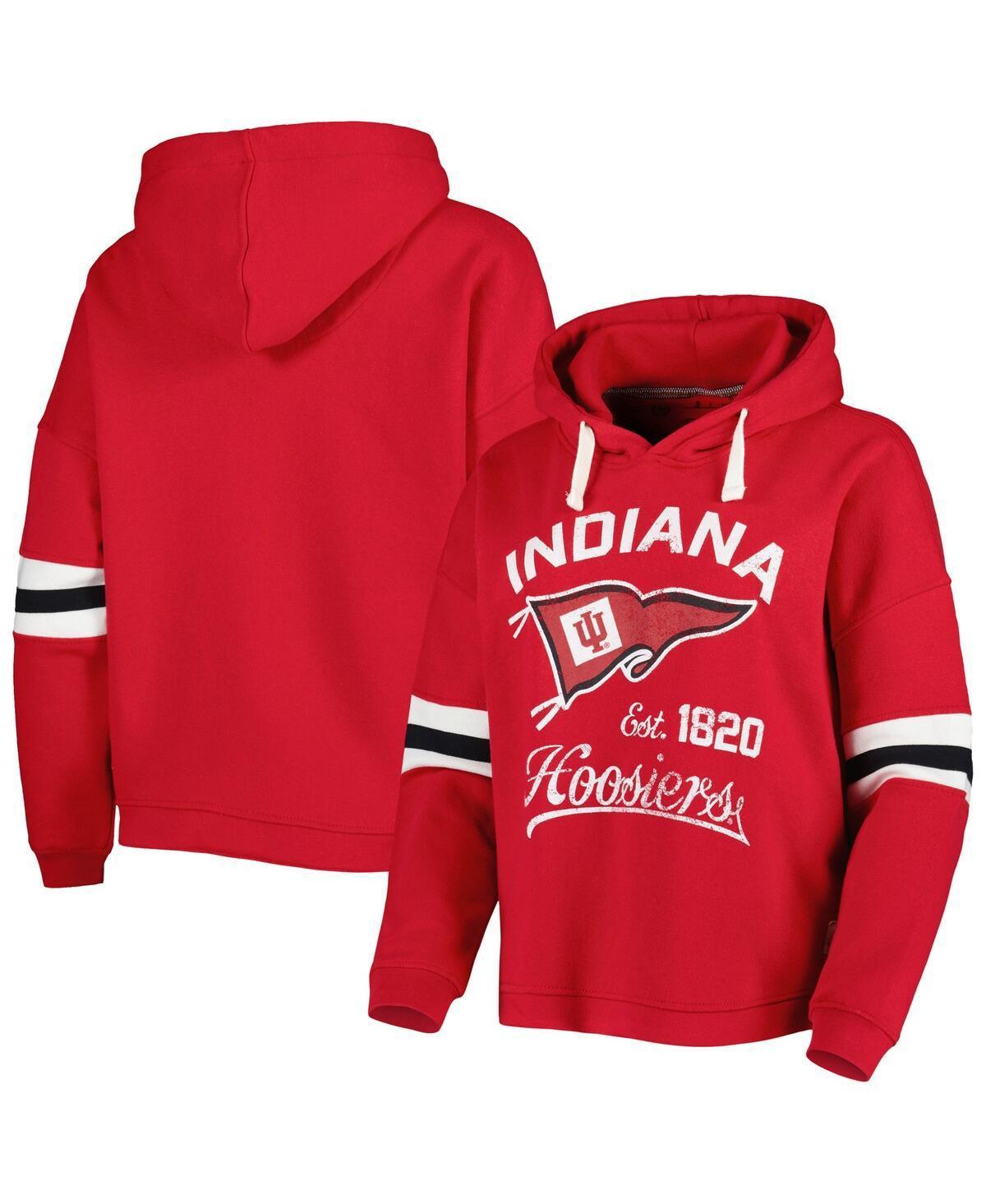 Womens Pressbox Crimson Indiana Hoosiers Super Pennant Pullover Hoodie Product Image