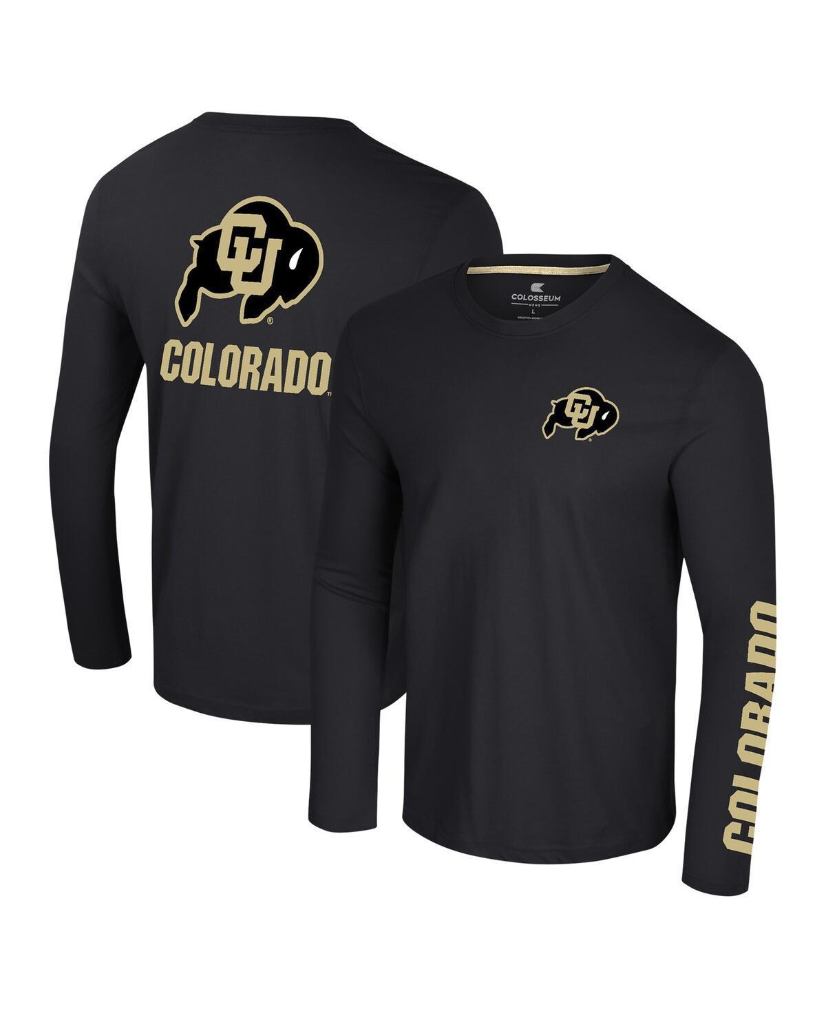 Colosseum Mens Black Colorado Buffaloes Logo Lockup 3-Hit Active Blend Long Sleeve T-Shirt Product Image