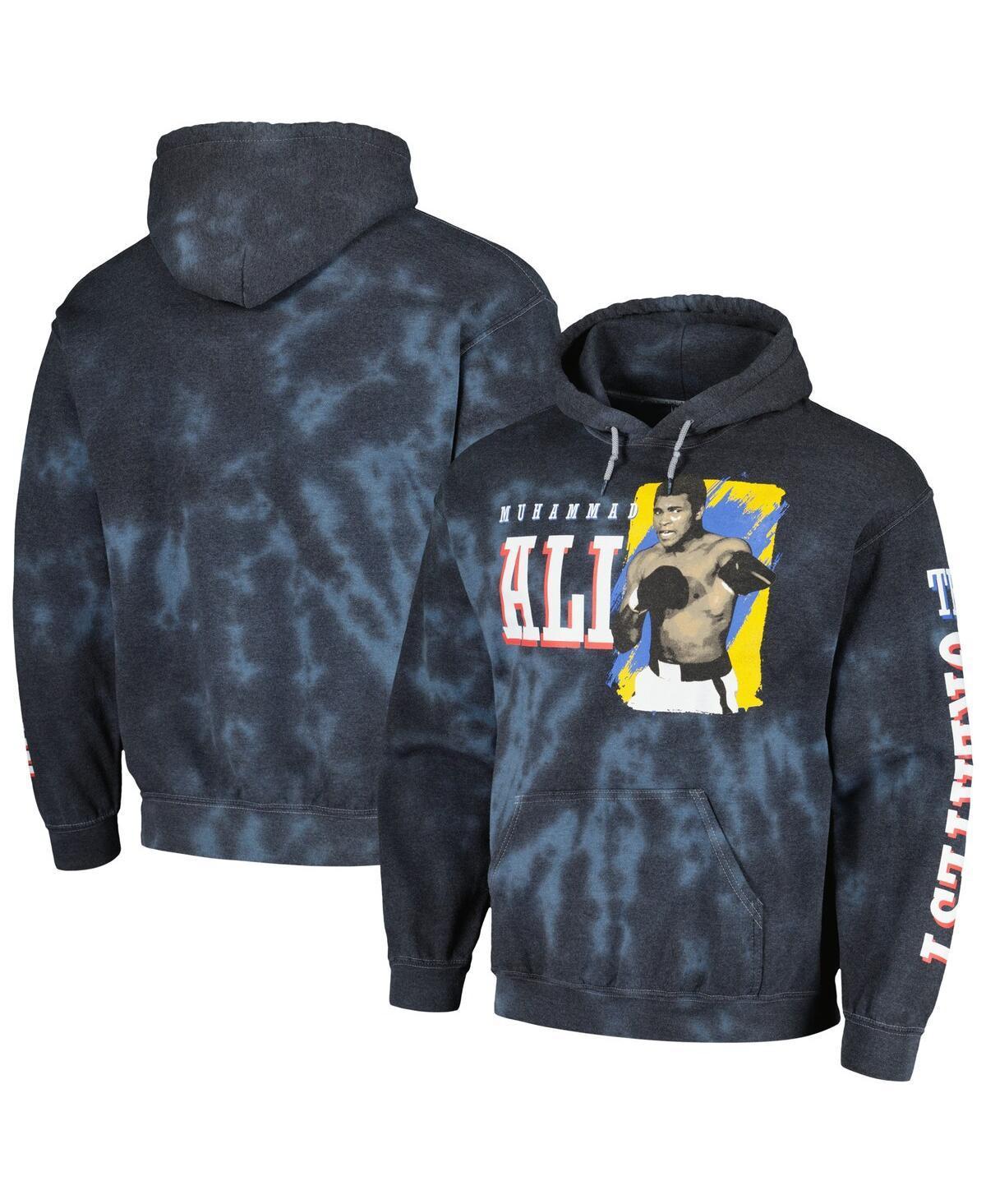 Mens Muhammad Ali Blue Distressed Greatest Fighter Washed Pullover Hoodie Product Image