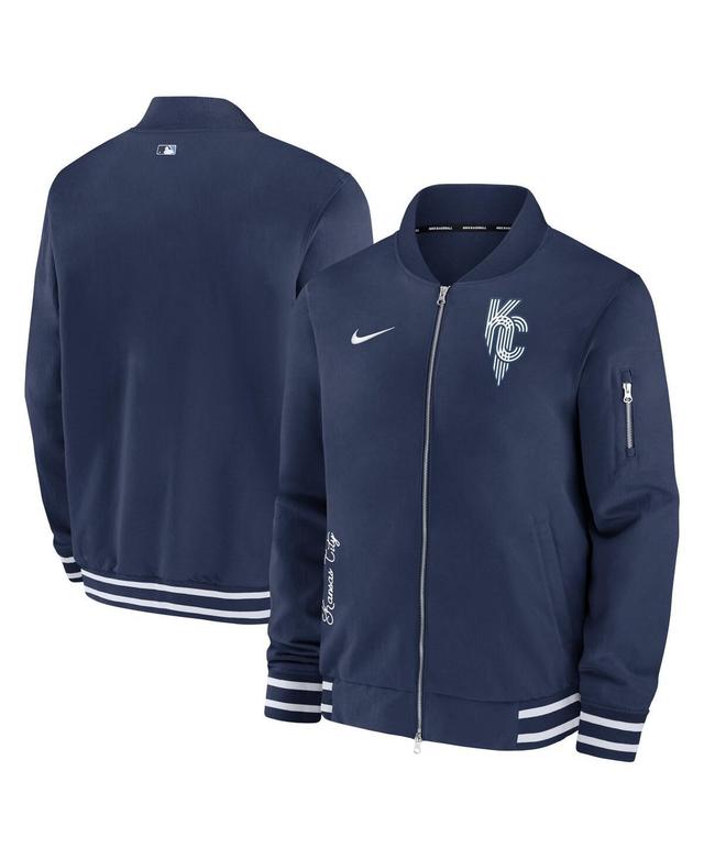 NIKE Men's  Navy Kansas City Royals Authentic Collection Game Time Bomber Full-zip Jacket Product Image