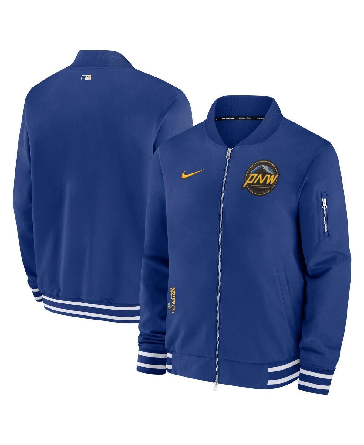 NIKE Men's  Royal Seattle Mariners Authentic Collection Game Time Bomber Full-zip Jacket Product Image