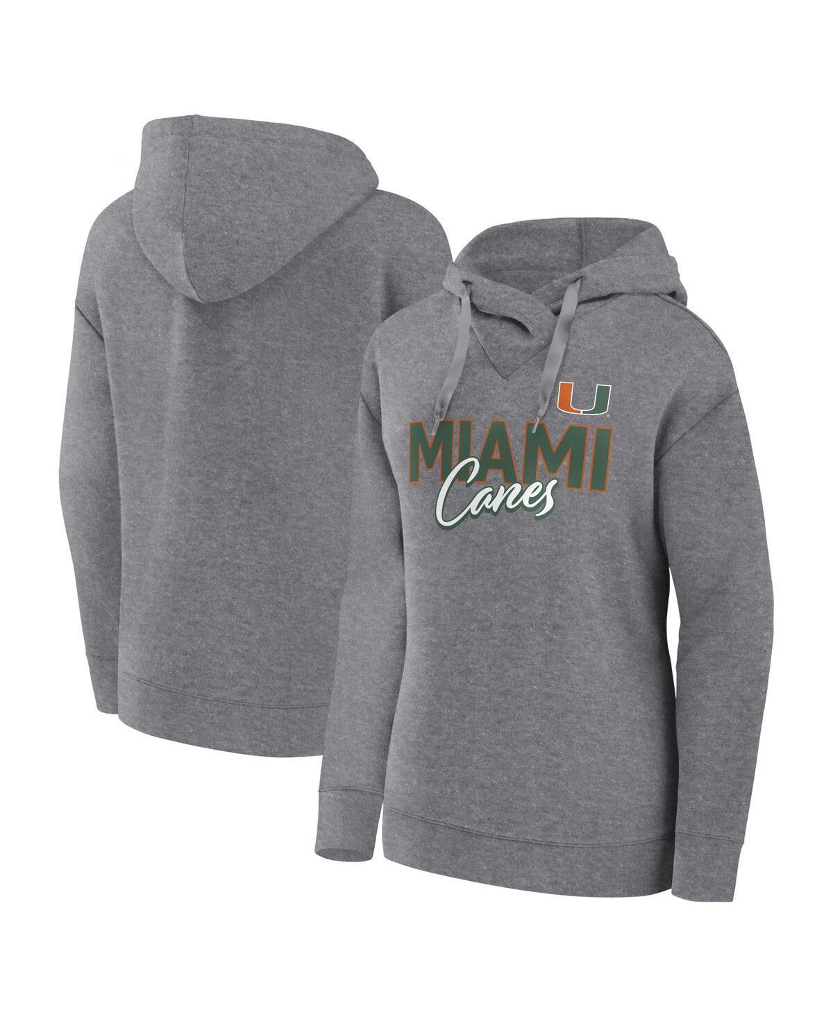 Womens Fanatics Branded Heather Gray Miami Hurricanes Script Favorite Pullover Hoodie Grey Product Image