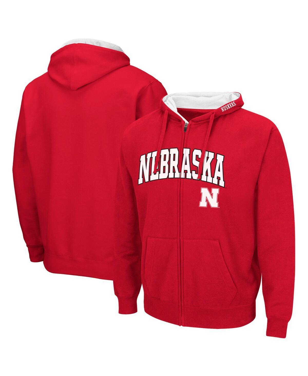 Mens Colosseum Scarlet Nebraska Huskers Arch & Logo 3.0 Full-Zip Hoodie Product Image