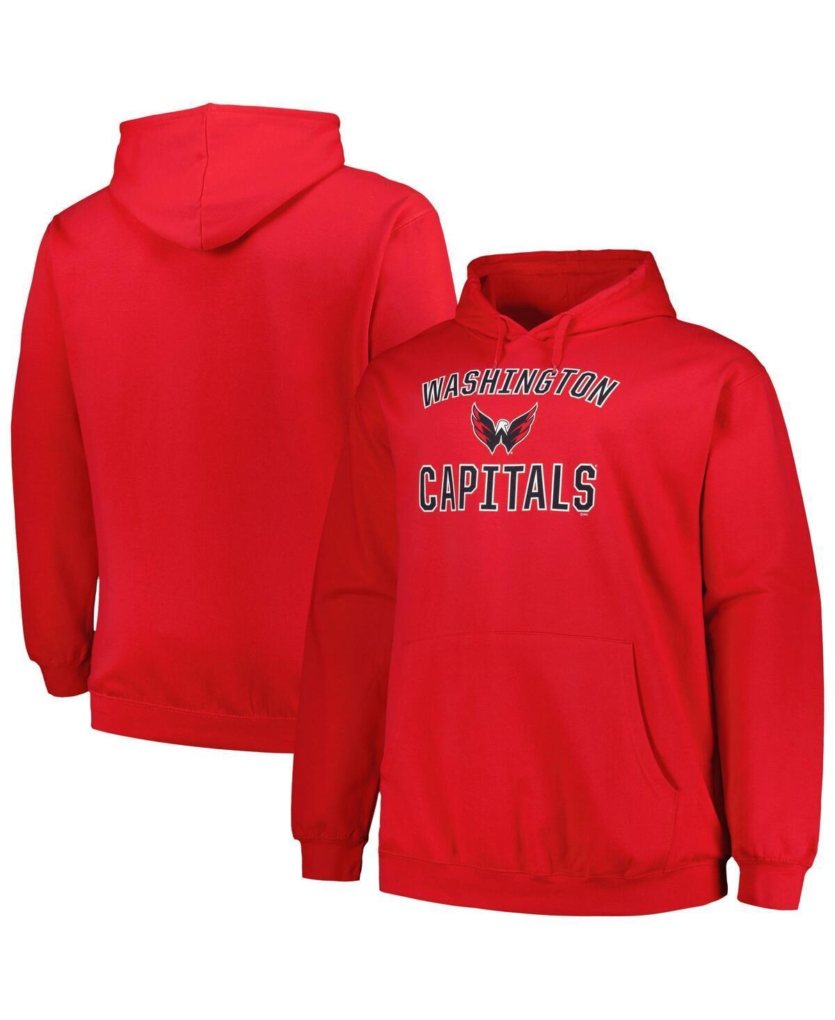 Mens Profile Red Washington Capitals Big and Tall Arch Over Logo Pullover Hoodie Product Image