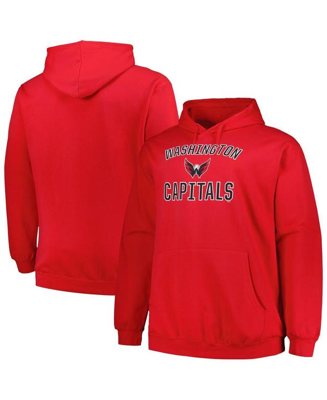 Mens Profile Red Washington Capitals Big and Tall Arch Over Logo Pullover Hoodie Product Image