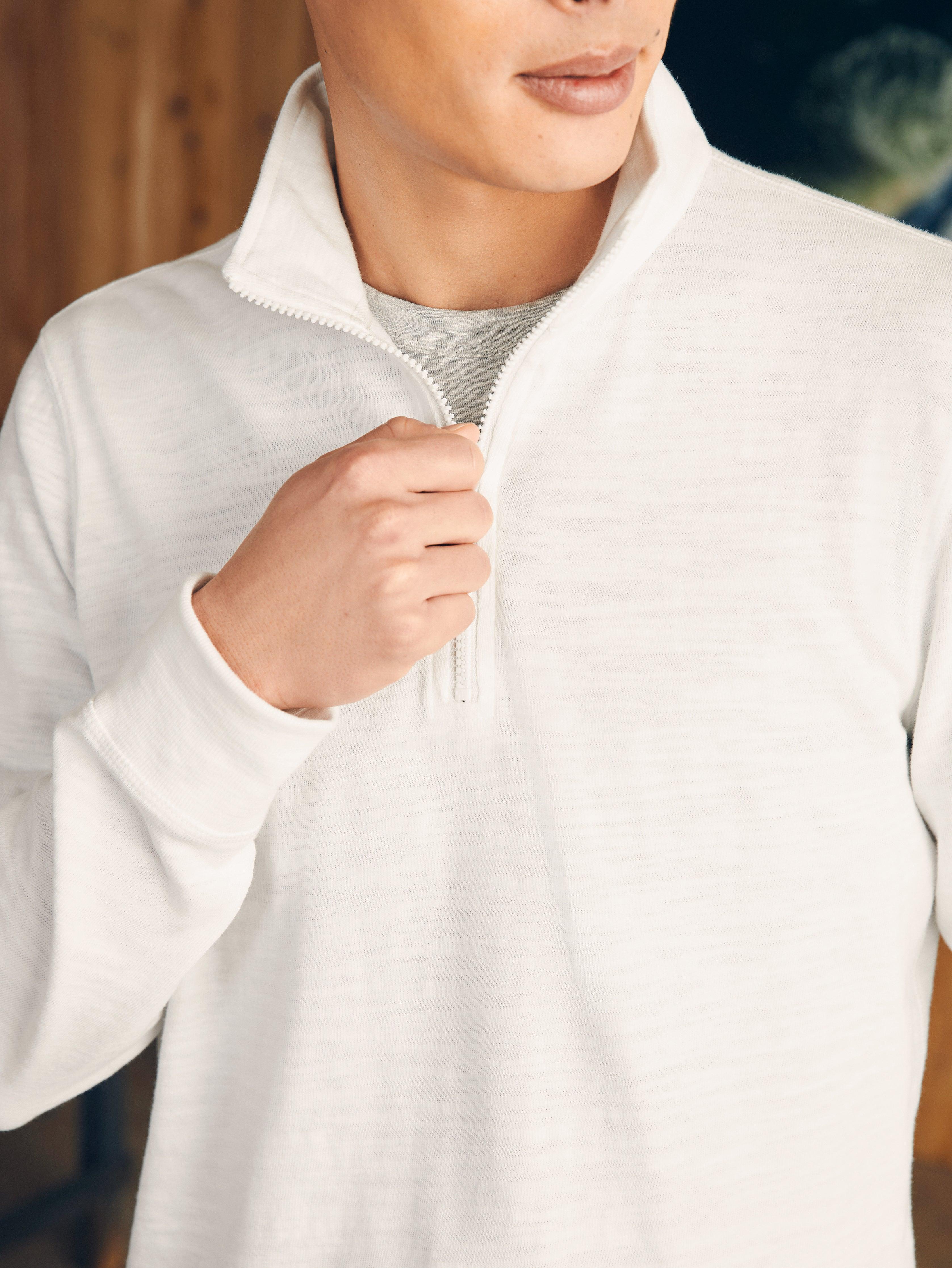 Sunwashed Slub Quarter Zip - White Product Image