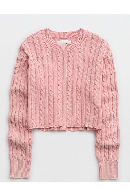 Aerie Mini Cable Cropped Sweater Women's Product Image