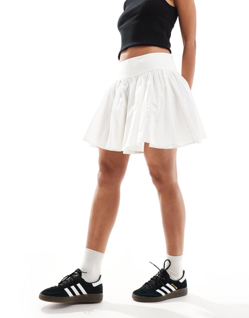 COLLUSION cotton flippy mini skirt in white product image