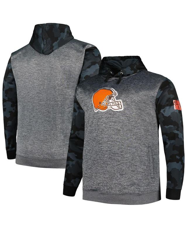 Mens Fanatics Branded Heather Charcoal Cleveland Browns Big & Tall Camo Pullover Hoodie Grey Product Image