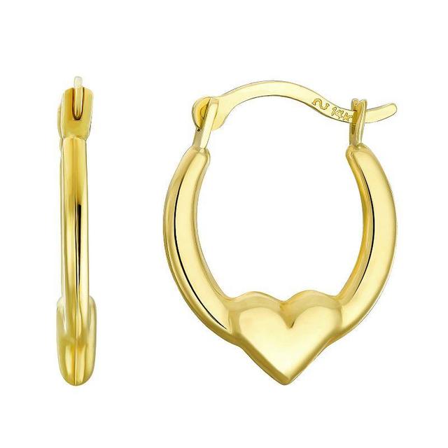 Taylor Grace 10k Gold Heart Hoop Earrings, Womens Product Image