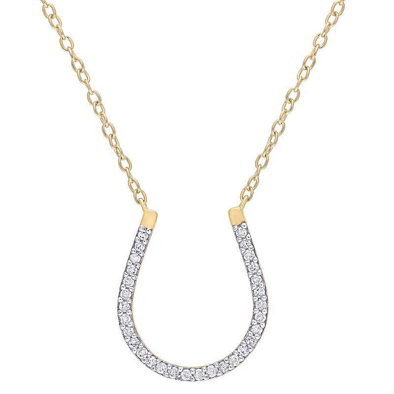 Stella Grace 18k Gold Over Sterling Silver 1/6 Carat T.W. Diamond Horseshoe Pendant Necklace, Womens 18k Gold Plated Product Image