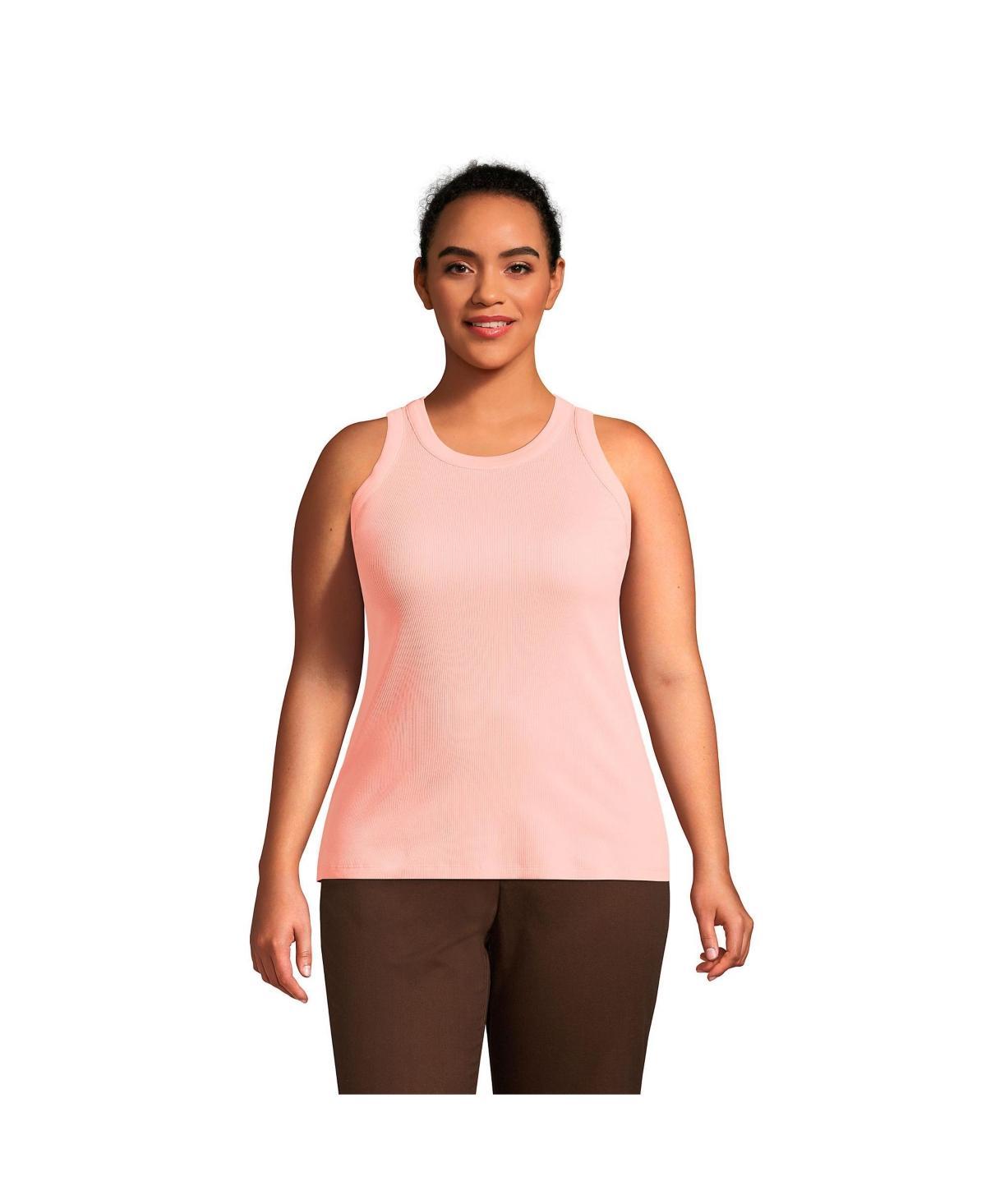 Plus Size Lands End Ribbed Crewneck Tank Top, Womens Product Image