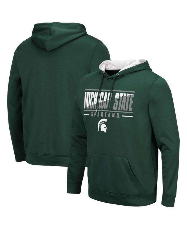 Mens Colosseum Green Michigan State Spartans Slash Stack 2.0 Pullover Hoodie Product Image