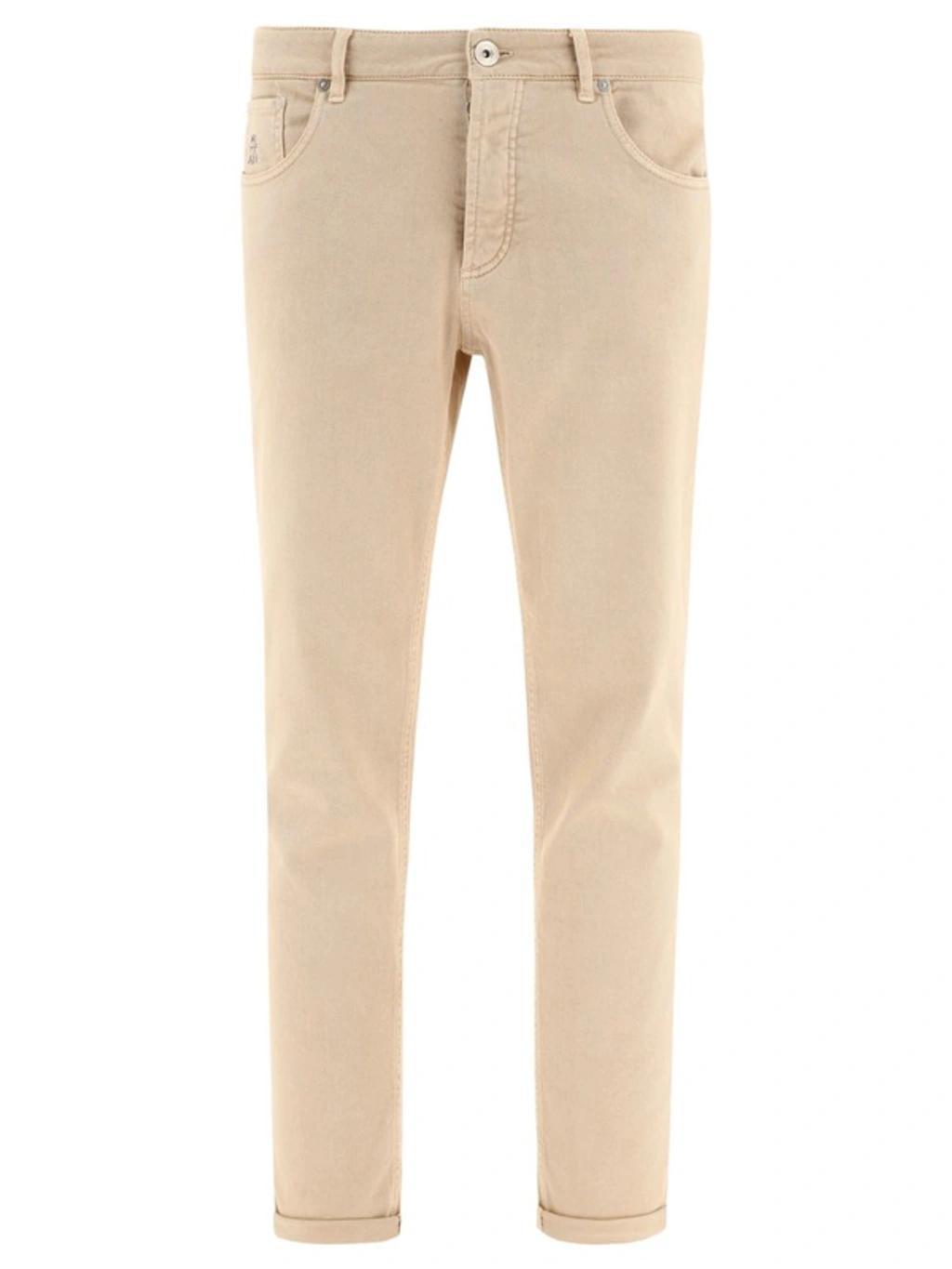 Straight Leg Logo Patch Pants In Beige Product Image