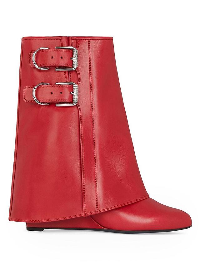 Womens Shark Lock Buckles Ankle Boots in Leather Product Image