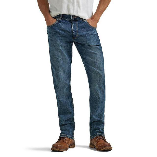 Mens Wrangler Slim Straight Cut Jeans Mid Blue Product Image