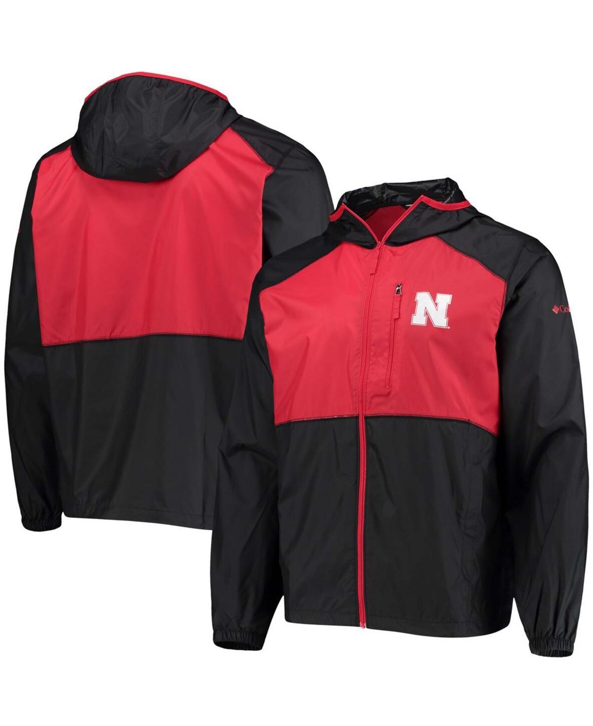 Mens Columbia /Scarlet Nebraska Huskers Flash Forward Hoodie Full-Zip Lightweight Windbreaker Product Image