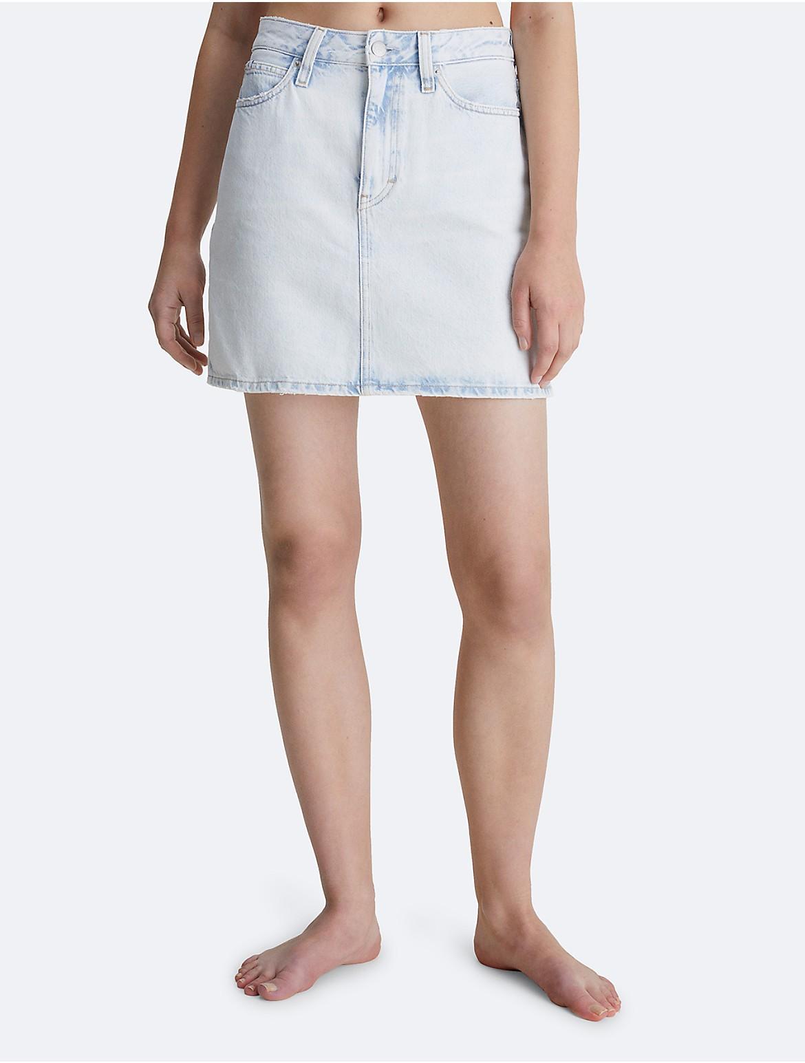 Calvin Klein Women's High Waist A-Line Denim Mini Skirt - Blue - 25 product image