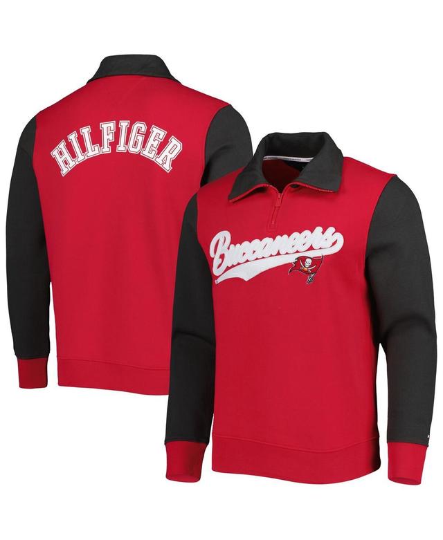 Men's Tommy Hilfiger Red/Pewter Tampa Bay Buccaneers Aiden Quarter-Zip Sweatshirt Product Image