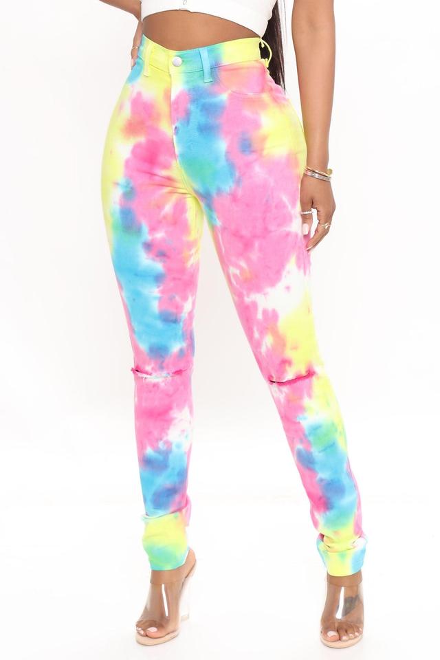 Stay Vibin' Tie Dye Skinny Jeans - Multi Color Product Image