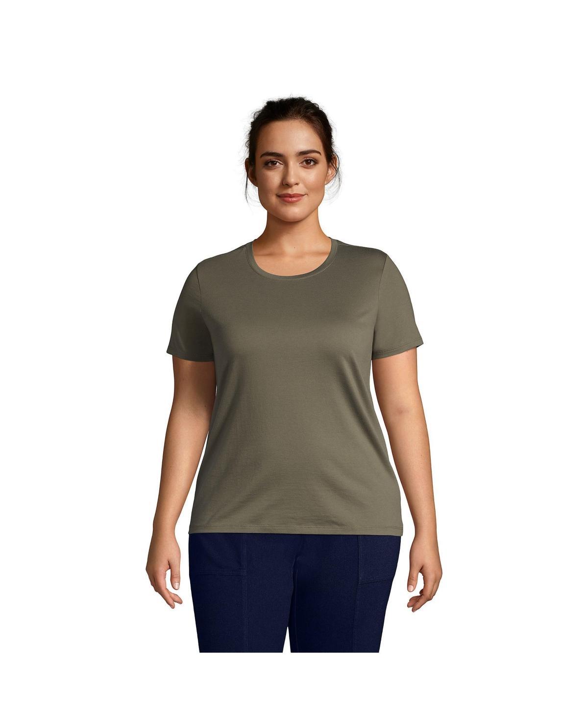 Plus Size Lands End Relaxed Supima Cotton Crewneck Tee, Womens Brt Blue Product Image