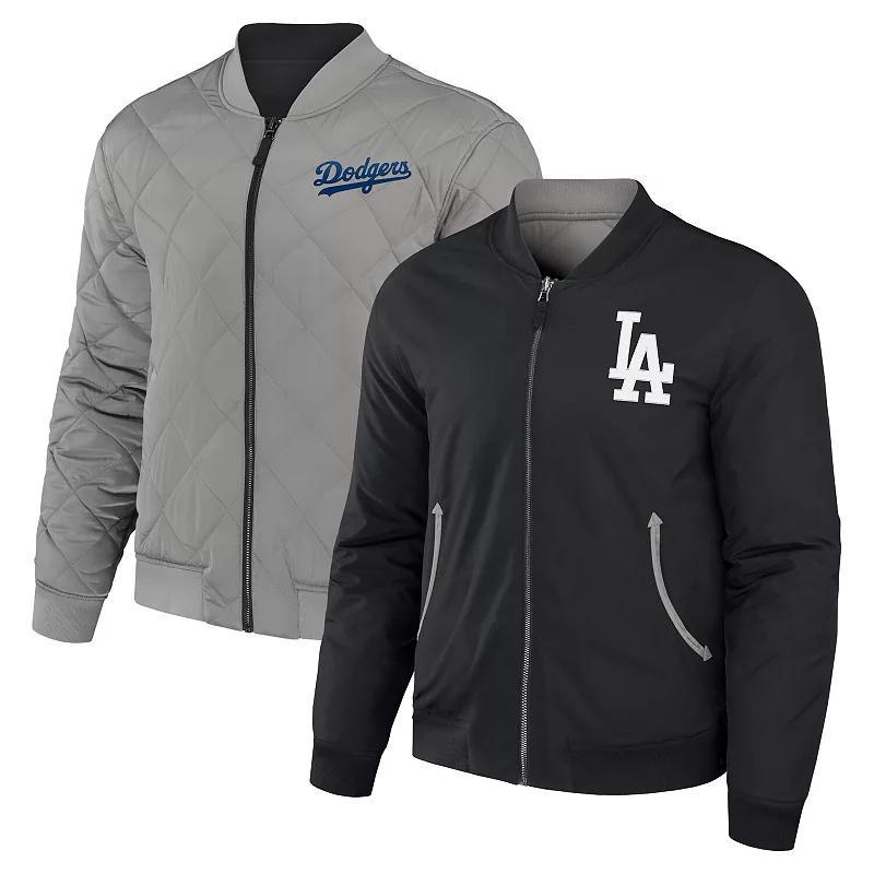 Mens Darius Rucker Collection by Fanatics /Gray Los Angeles Dodgers Reversible Full-Zip Bomber Jacket Product Image