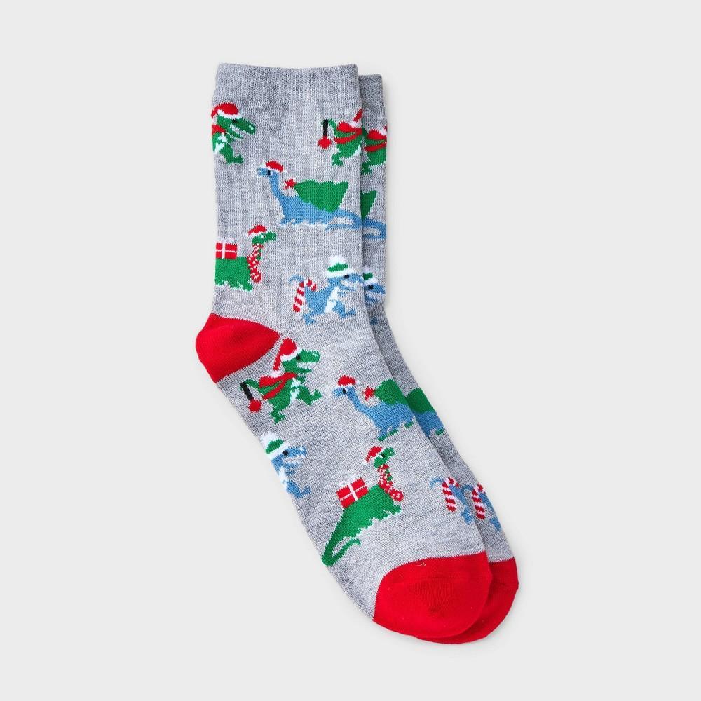 Womens Dinosaur Christmas Crew Socks - Wondershop Heather 4-10 Product Image