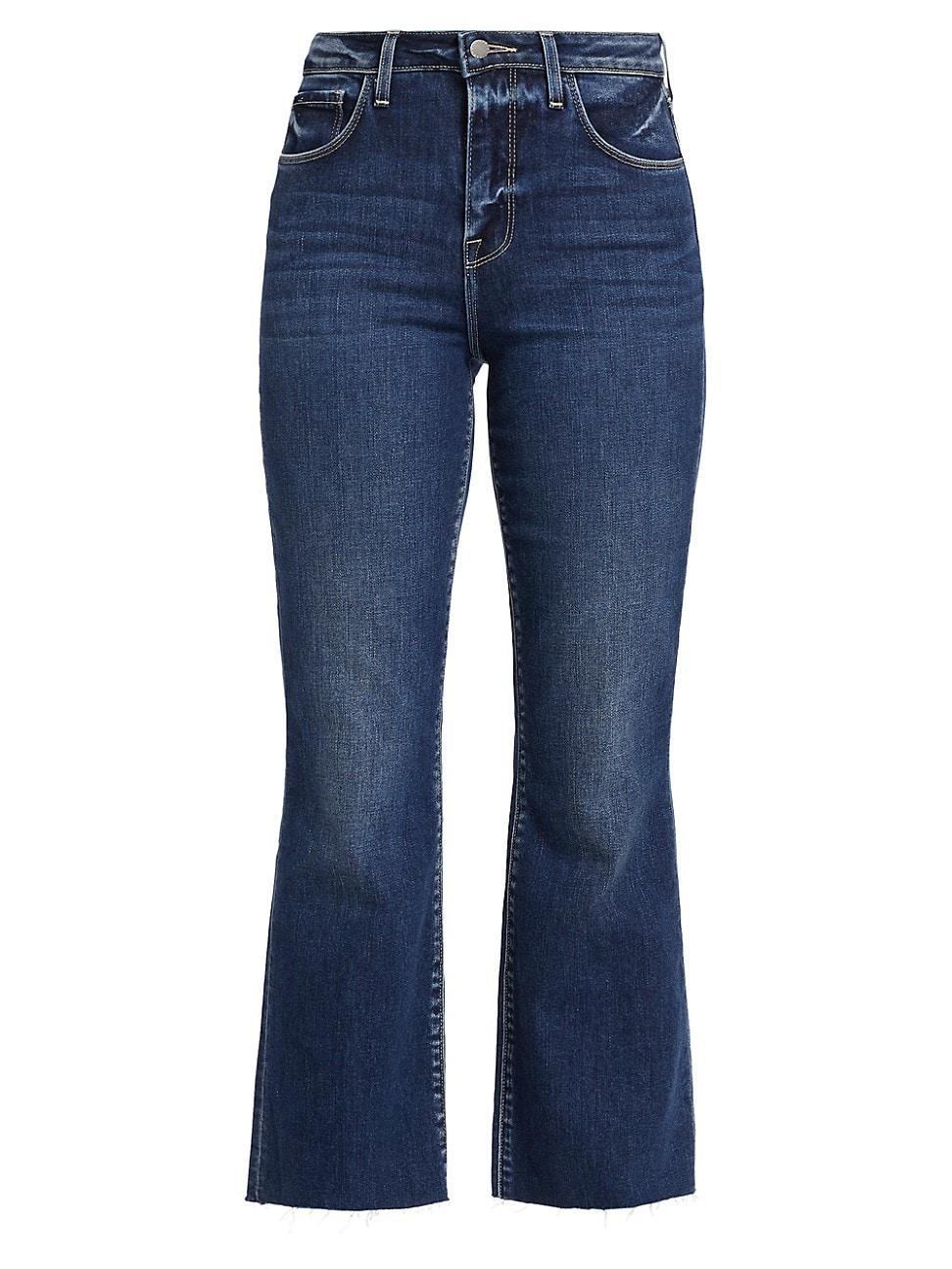 LAGENCE Kendra Raw Hem Crop Flare Jeans Product Image