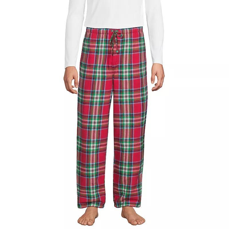 Big & Tall Lands End Plaid Sherpa-Lined Flannel Pajama Sleep Pants, Mens Blue Alabaster Plaid Product Image