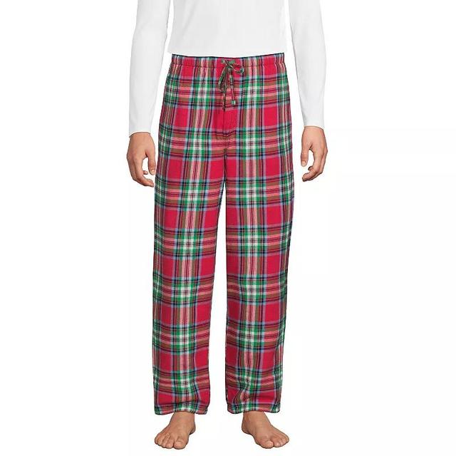 Big & Tall Lands End Plaid Sherpa-Lined Flannel Pajama Sleep Pants, Mens Blue Alabaster Plaid Product Image