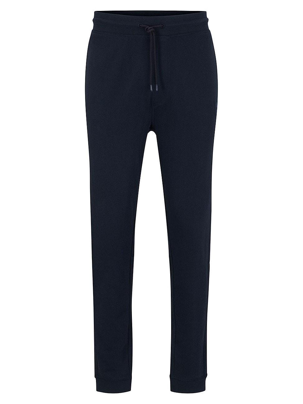 Mens Cotton-Terry Tracksuit Bottoms with Logo Patch Product Image