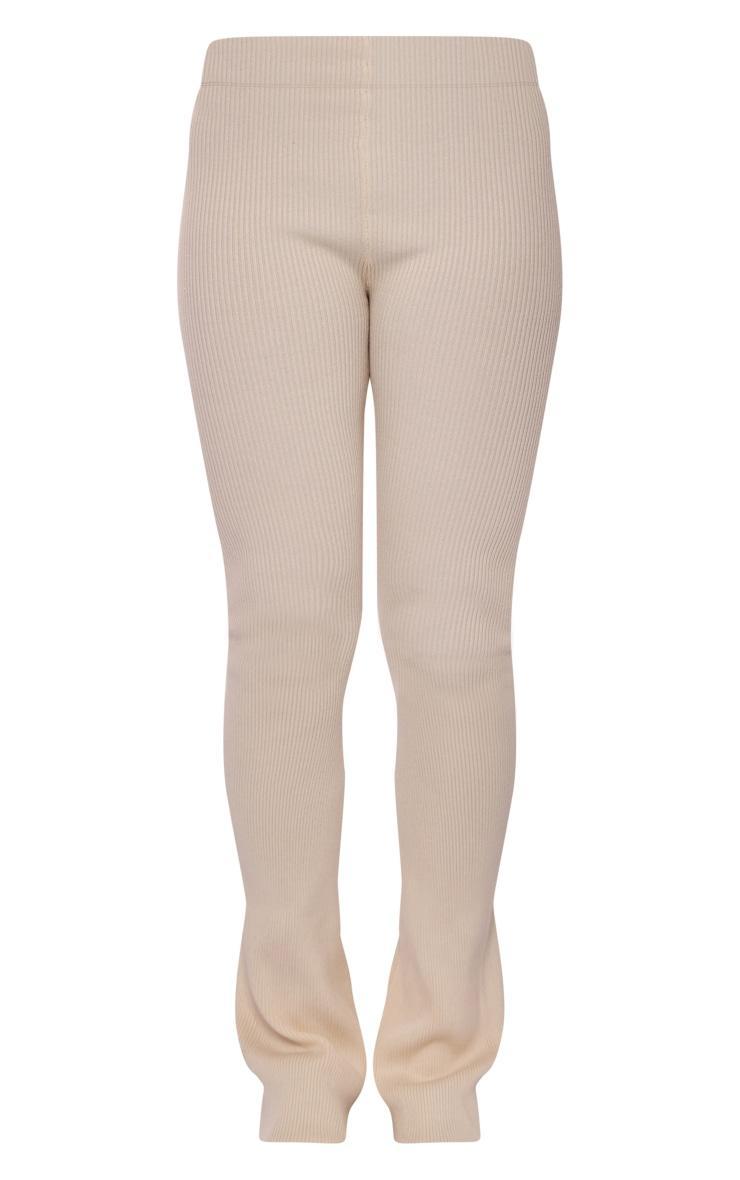 Cream Rib Knit Flared Pants Product Image