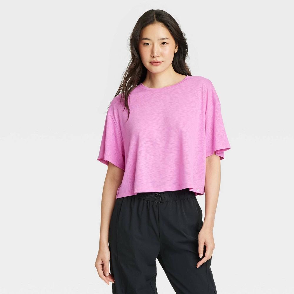 Womens Boxy Open Back Cropped Short Sleeve Shirt - JoyLab XS Product Image