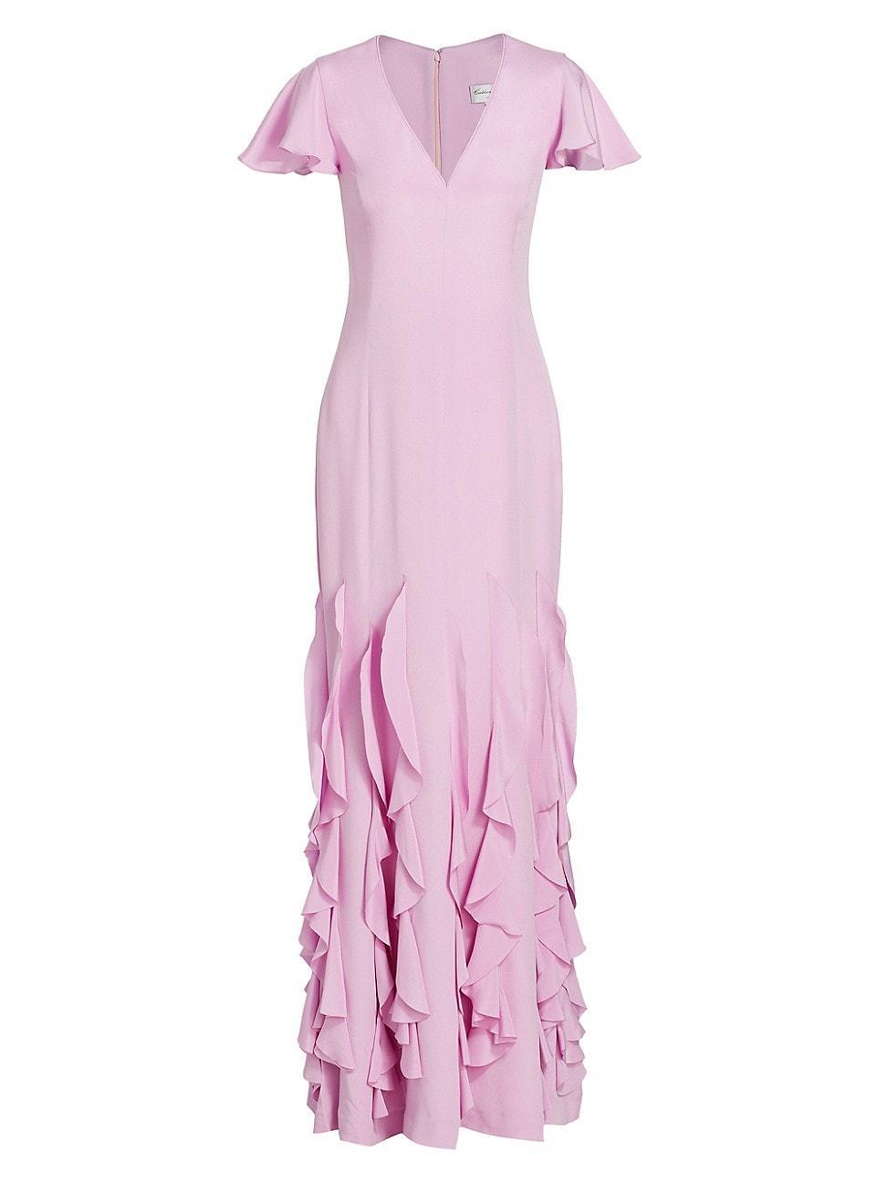 Womens Lauren Ruffled Silk Crepe Gown Product Image