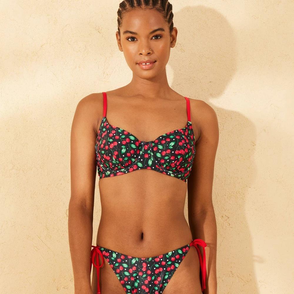 Womens Underwire Bikini Top - Wild Fable Cherry Print M Product Image