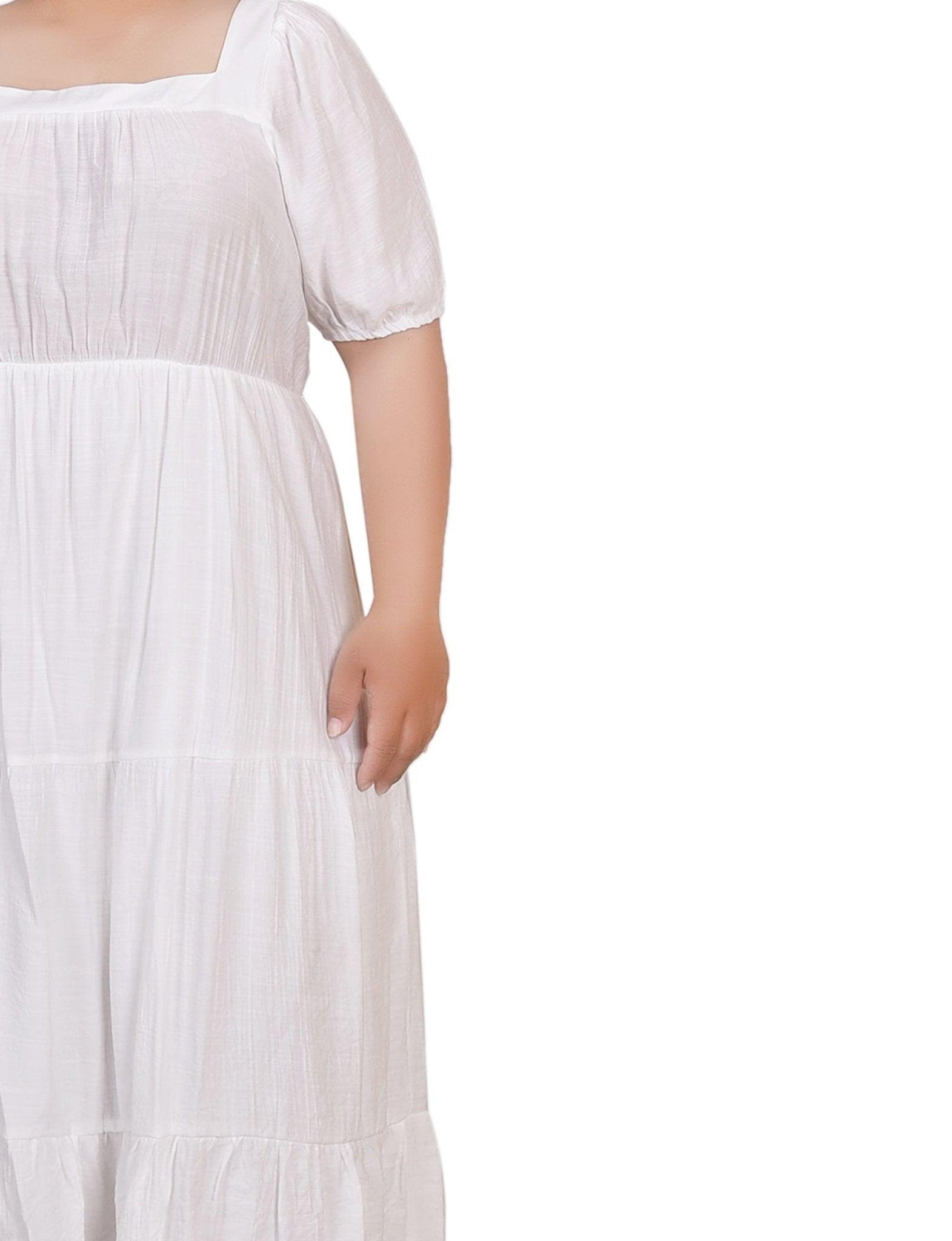 Short Sleeve Tiered Midi Dress - Plus Product Image