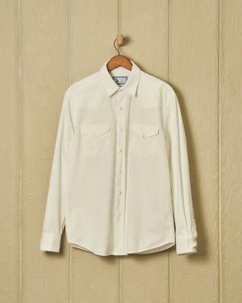 Western Sea-Washed Shirt in White Pinwale Corduroy Product Image