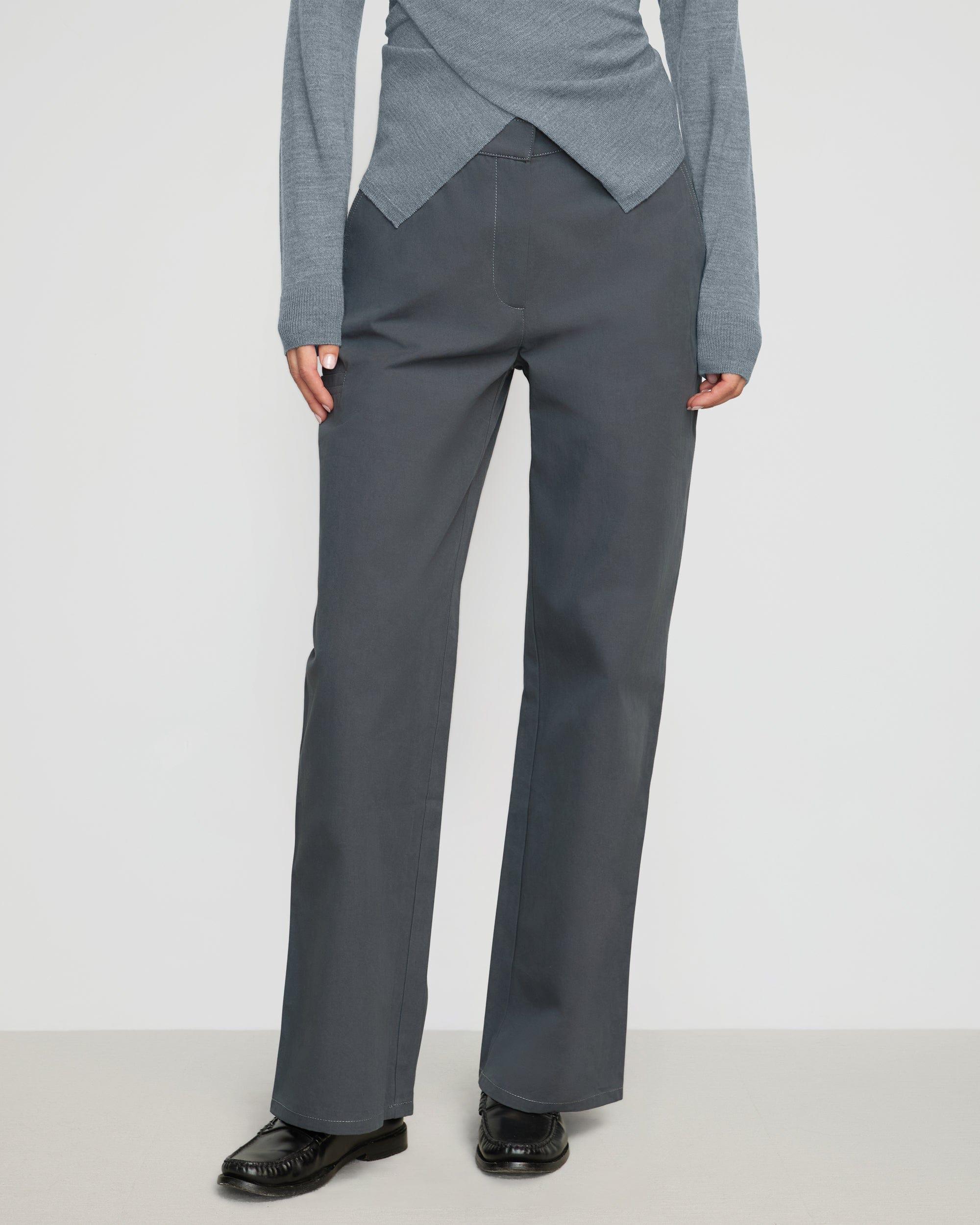 Eleni Contrast-Stitch Straight Leg Pant Product Image